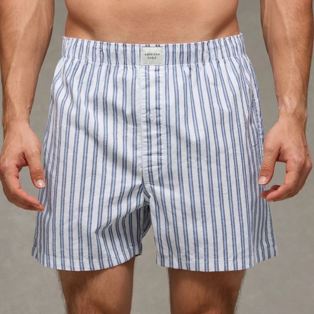 AE Blue White Gray Stripes 4” Stretch Pocket Boxer